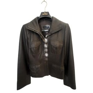 Context Womens Brown Leather Jacket - Size Medium